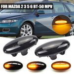 2 pezzi per Mazda 2 DY 2003-2007 Luce laterale parafango LED dinamica per auto, For Mazda 2 DY 2003-2007 (Transparent Black)