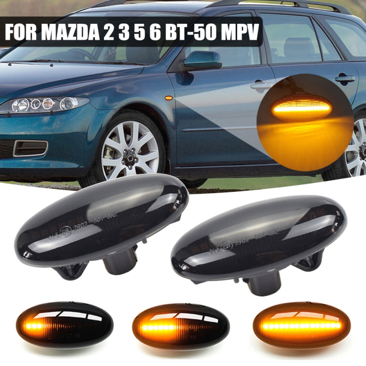 2 pezzi per Mazda 2 DY 2003-2007 Luce laterale parafango LED dinamica per auto, For Mazda 2 DY 2003-2007 (Transparent Black)