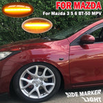 2 pezzi per Mazda 2 DY 2003-2007 Luce laterale parafango LED dinamica per auto, For Mazda 2 DY 2003-2007 (Transparent Black)