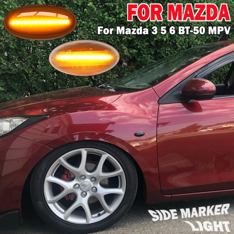 2 pezzi per Mazda 2 DY 2003-2007 Luce laterale parafango LED dinamica per auto, For Mazda 2 DY 2003-2007 (Transparent Black)