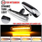 2 pezzi per Mitsubishi Lancer 2008-2018 luce laterale parafango LED dinamico per auto, For Mitsubishi Lancer 2008-2018 (Transparent), For Mitsubishi Lancer 2008-2018 (Transparent Black)