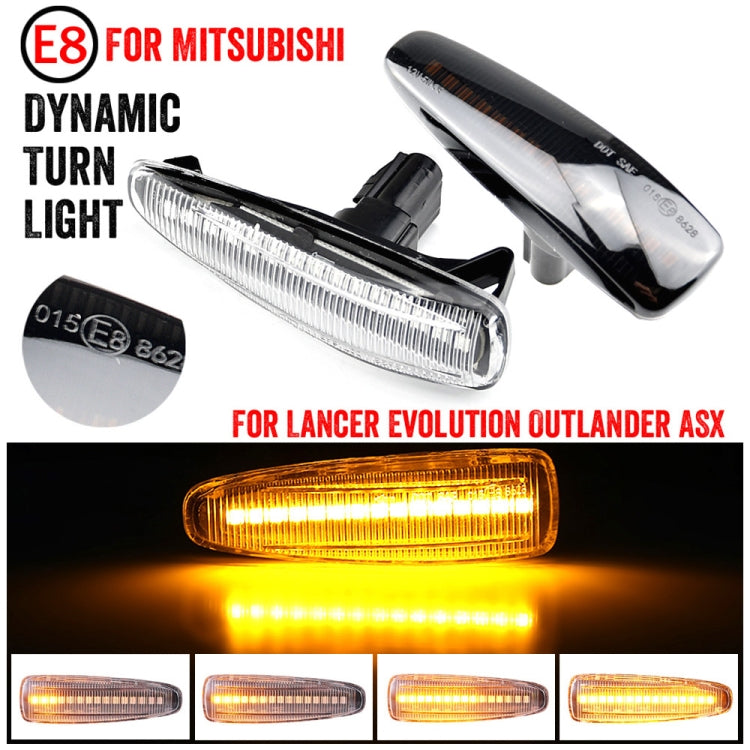 2 pezzi per Mitsubishi Lancer 2008-2018 luce laterale parafango LED dinamico per auto, For Mitsubishi Lancer 2008-2018 (Transparent), For Mitsubishi Lancer 2008-2018 (Transparent Black)