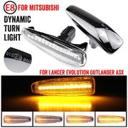 2 pezzi per Mitsubishi Lancer 2008-2018 luce laterale parafango LED dinamico per auto, For Mitsubishi Lancer 2008-2018 (Transparent), For Mitsubishi Lancer 2008-2018 (Transparent Black)