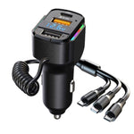 Caricabatterie rapido K4 per auto 3 in 1 PD + USB doppia porta con cavo dati a molla, K4