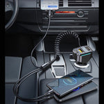 Caricabatterie rapido K4 per auto 3 in 1 PD + USB doppia porta con cavo dati a molla, K4