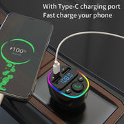 Trasmettitore FM audio per lettore MP3 Bluetooth per auto con luce ambientale, MP3 Player