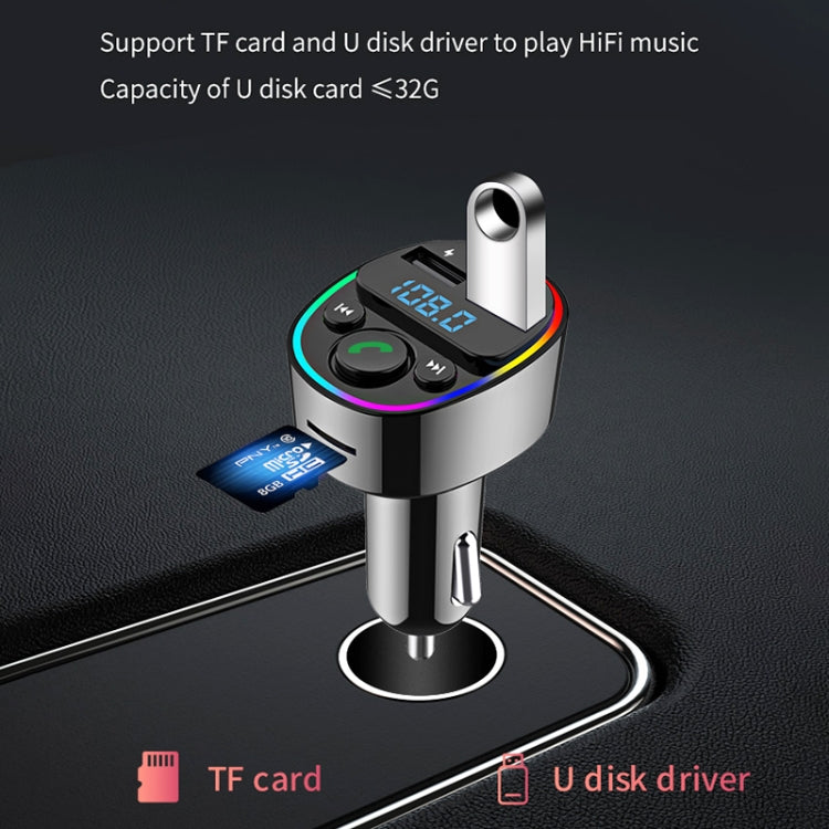 Trasmettitore FM audio per lettore MP3 Bluetooth per auto con luce ambientale, MP3 Player