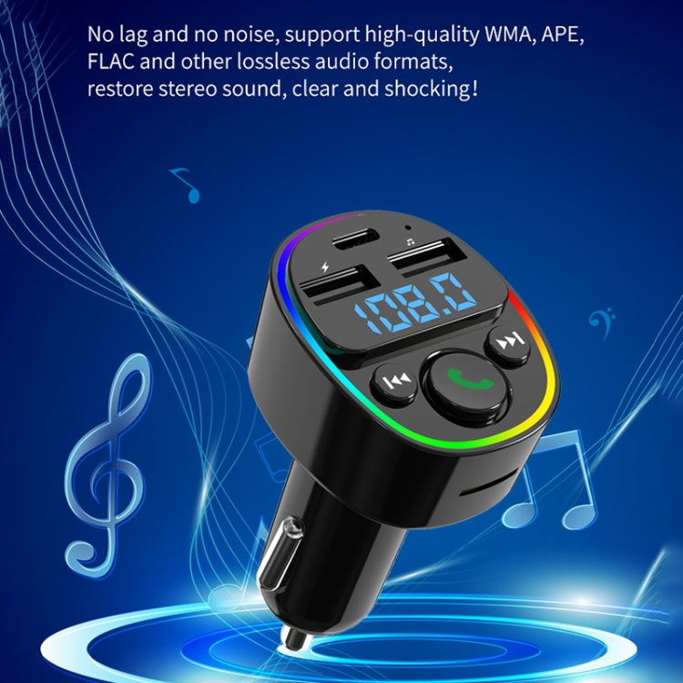 Trasmettitore FM audio per lettore MP3 Bluetooth per auto con luce ambientale, MP3 Player