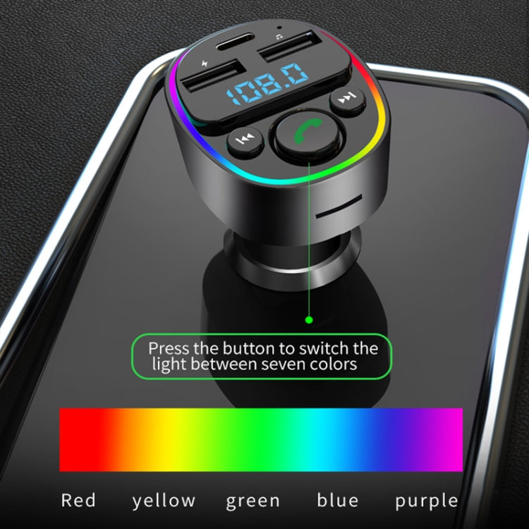 Trasmettitore FM audio per lettore MP3 Bluetooth per auto con luce ambientale, MP3 Player