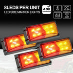 4 Luci Posizione Laterali LED Rosso Bianco per Camion