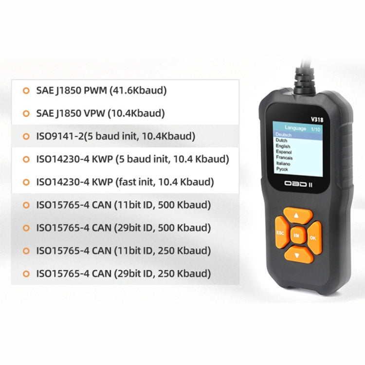 Lettore di codice per strumento diagnostico per schermo a colori OBD2 per auto V318, V318