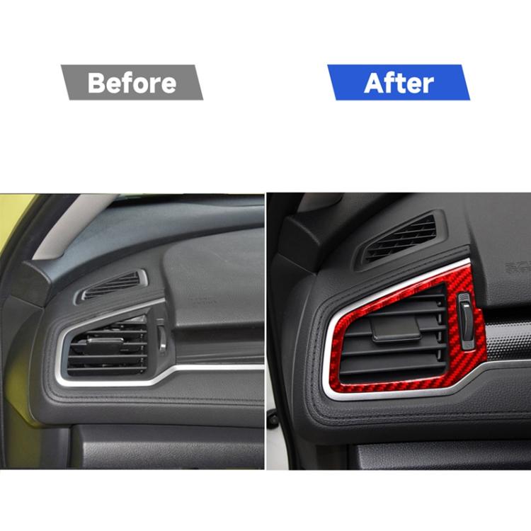 Adesivo decorativo per presa d'aria sinistra e destra in fibra di carbonio per auto per Honda Civic di decima generazione 2016-2019, guida a destra, Air Outlet Right Drive