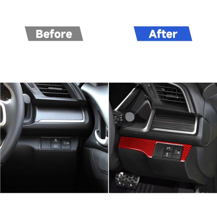 Adesivo decorativo per pannello interruttori fari in fibra di carbonio per auto per Honda Civic di decima generazione 2016-2019, guida a destra, Headlight Switch Right Drive
