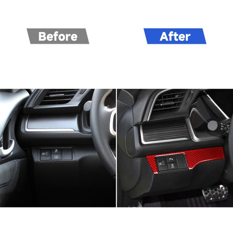 Adesivo decorativo per pannello interruttori fari in fibra di carbonio per auto per Honda Civic di decima generazione 2016-2019, guida a sinistra, Headlight Switch Left Drive