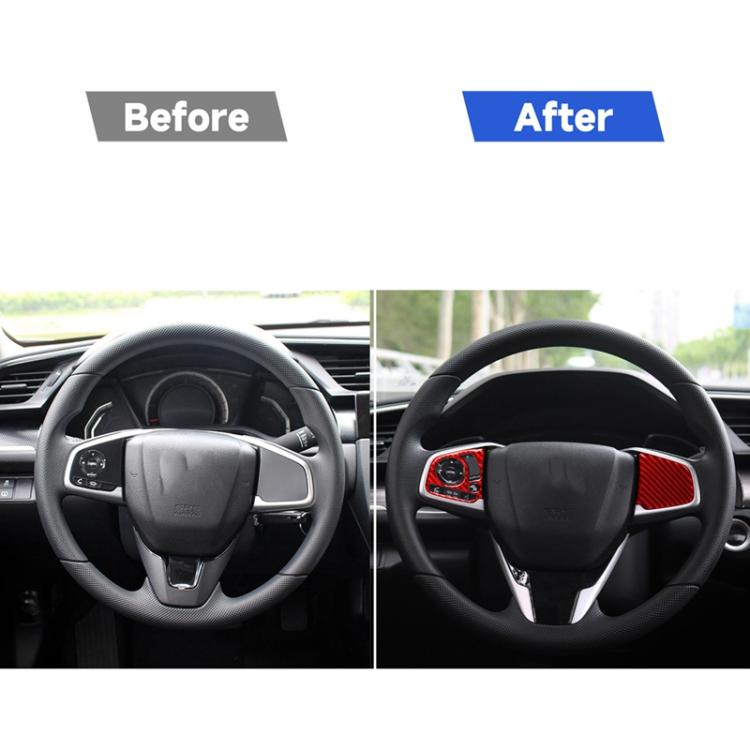 Adesivo decorativo per configurazione centrale con pulsante del volante in fibra di carbonio per Honda Civic di decima generazione 2016-2019, guida a destra e a sinistra universale, Steering Wheel Button Middle Configuration