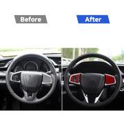 Adesivo decorativo per configurazione centrale con pulsante del volante in fibra di carbonio per Honda Civic di decima generazione 2016-2019, guida a destra e a sinistra universale, Steering Wheel Button Middle Configuration