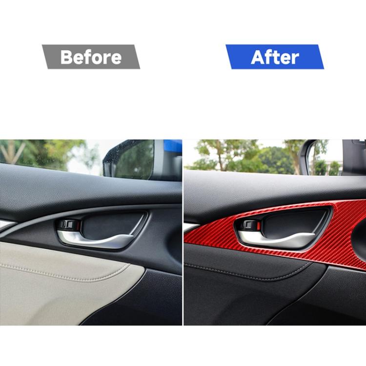 Adesivo decorativo per pannello polso porta maniglia in fibra di carbonio per auto per Honda Civic di decima generazione 2016-2019, guida a destra e a sinistra universale, Door Handle Door Wrist Panel