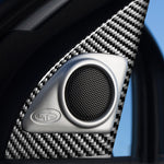 2 adesivi decorativi per altoparlanti sinistro e destro in fibra di carbonio per auto per Mitsubishi Lancer EVO (solo DE / ES) 2008-2015, guida sinistra e destra universale, Left and Right Speakers (Only DE / ES)
