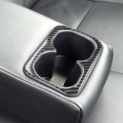 Adesivo decorativo portabicchieri posteriore centrale in fibra di carbonio per auto per Mitsubishi Lancer EVO 2008-2015, guida a destra e a sinistra universale, Rear Center Armrest Cup Holder