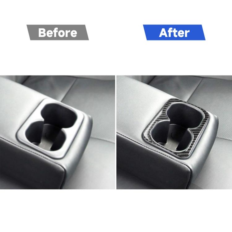 Adesivo decorativo portabicchieri posteriore centrale in fibra di carbonio per auto per Mitsubishi Lancer EVO 2008-2015, guida a destra e a sinistra universale, Rear Center Armrest Cup Holder