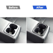 Adesivo decorativo portabicchieri posteriore centrale in fibra di carbonio per auto per Mitsubishi Lancer EVO 2008-2015, guida a destra e a sinistra universale, Rear Center Armrest Cup Holder
