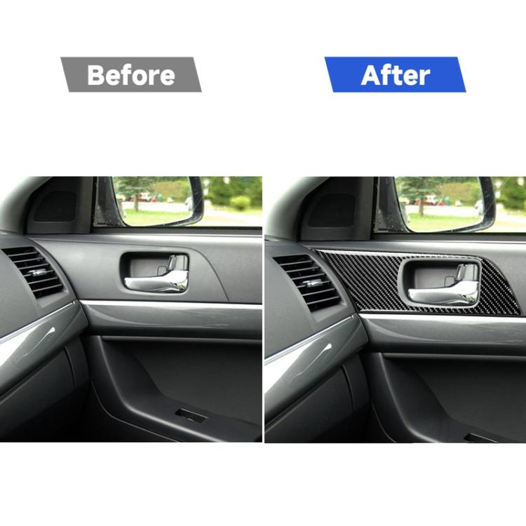 Adesivo decorativo per pannello maniglia per porta in fibra di carbonio da 2 pezzi per Mitsubishi Lancer EVO 2008-2015, guida a destra e a sinistra universale, Door Handle Panel