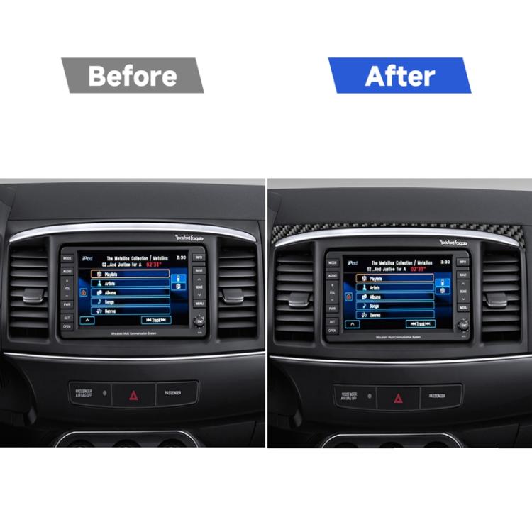 Adesivo decorativo per copertura del sistema di navigazione in fibra di carbonio per auto per Mitsubishi Lancer EVO 2008-2015, guida a destra e a sinistra universale, Navigation System Cover