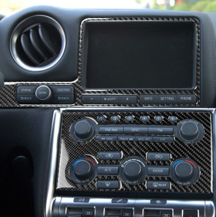 Adesivo decorativo per strumento di navigazione per auto in fibra di carbonio da 2 pezzi per Nissan GTR R35 2008-2016, guida a sinistra, Navigation Instrument, Left Drive