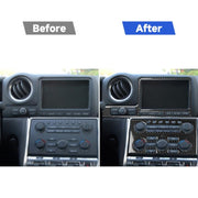 Adesivo decorativo per strumento di navigazione per auto in fibra di carbonio da 2 pezzi per Nissan GTR R35 2008-2016, guida a sinistra, Navigation Instrument, Left Drive