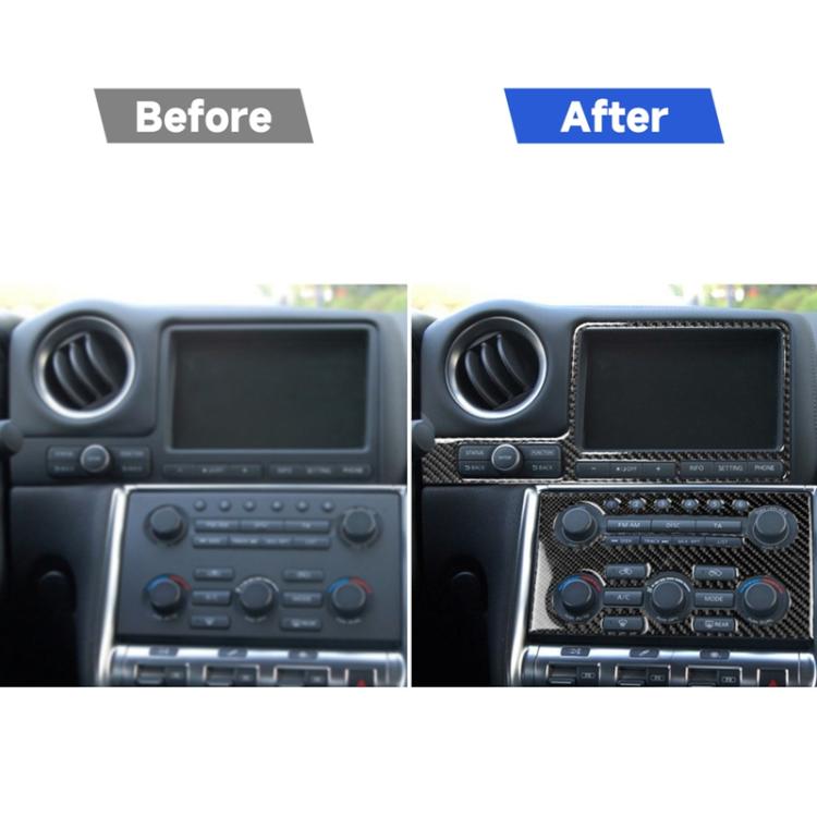 Adesivo decorativo per strumento di navigazione per auto in fibra di carbonio da 2 pezzi per Nissan GTR R35 2008-2016, guida a sinistra, Navigation Instrument, Left Drive