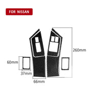 6 pezzi di adesivo decorativo per serratura della porta con pulsante di sollevamento della finestra in fibra di carbonio per auto per Nissan GTR R35 2008-2016, RightDrive, Window Lift Button Door Lock, Right Drive