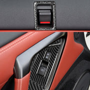6 pezzi di adesivo decorativo per serratura della porta con pulsante di sollevamento della finestra in fibra di carbonio per auto per Nissan GTR R35 2008-2016, RightDrive, Window Lift Button Door Lock, Right Drive