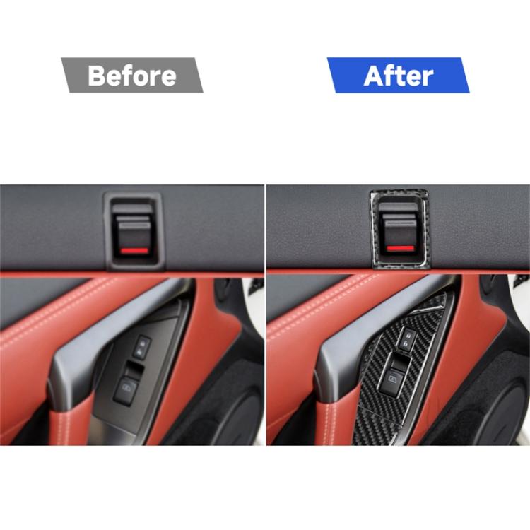 6 pezzi di adesivo decorativo per serratura della porta con pulsante di sollevamento della finestra in fibra di carbonio per auto per Nissan GTR R35 2008-2016, RightDrive, Window Lift Button Door Lock, Right Drive