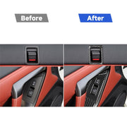 6 pezzi di adesivo decorativo per serratura della porta con pulsante di sollevamento della finestra in fibra di carbonio per auto per Nissan GTR R35 2008-2016, RightDrive, Window Lift Button Door Lock, Right Drive