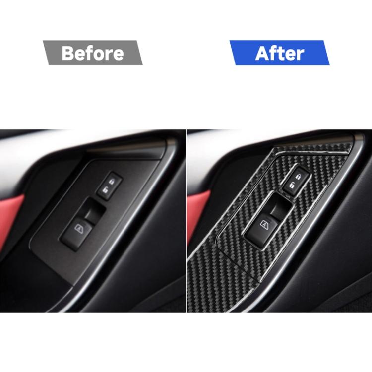 Adesivo decorativo per pannello pulsanti alzacristalli in fibra di carbonio per auto da 4 pezzi per Nissan GTR R35 2008-2016, guida a destra, Window Lift Button Panel, Right Drive