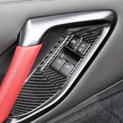 Adesivo decorativo per pannello pulsanti alzacristalli in fibra di carbonio da 4 pezzi per Nissan GTR R35 2008-2016, guida a sinistra, Window Lift Button Panel, Left Drive