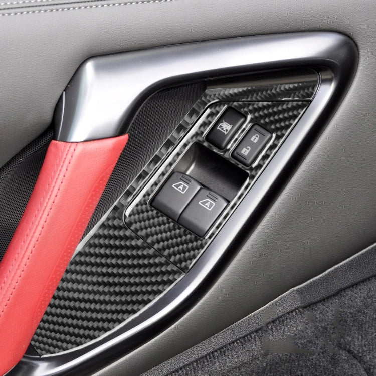 Adesivo decorativo per pannello pulsanti alzacristalli in fibra di carbonio da 4 pezzi per Nissan GTR R35 2008-2016, guida a sinistra, Window Lift Button Panel, Left Drive