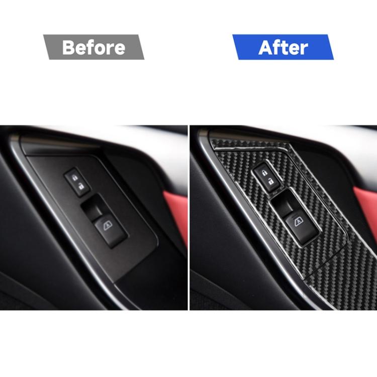Adesivo decorativo per pannello pulsanti alzacristalli in fibra di carbonio da 4 pezzi per Nissan GTR R35 2008-2016, guida a sinistra, Window Lift Button Panel, Left Drive
