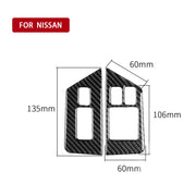 Adesivo decorativo per pulsante antiappannamento per alzacristalli in fibra di carbonio per auto da 2 pezzi per Nissan GTR R35 2008-2016, guida a destra, Window Lift Defogger Button, Right Drive