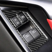 Adesivo decorativo per pulsante antiappannamento per alzacristalli in fibra di carbonio per auto da 2 pezzi per Nissan GTR R35 2008-2016, guida a destra, Window Lift Defogger Button, Right Drive