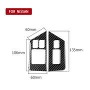 Adesivo decorativo per pulsante antiappannamento per alzacristalli in fibra di carbonio da 2 pezzi per Nissan GTR R35 2008-2016, guida a sinistra, Window Lift Defogger Button, Left Drive