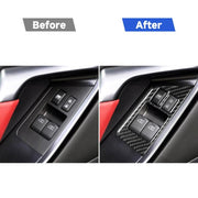 Adesivo decorativo per pulsante antiappannamento per alzacristalli in fibra di carbonio da 2 pezzi per Nissan GTR R35 2008-2016, guida a sinistra, Window Lift Defogger Button, Left Drive