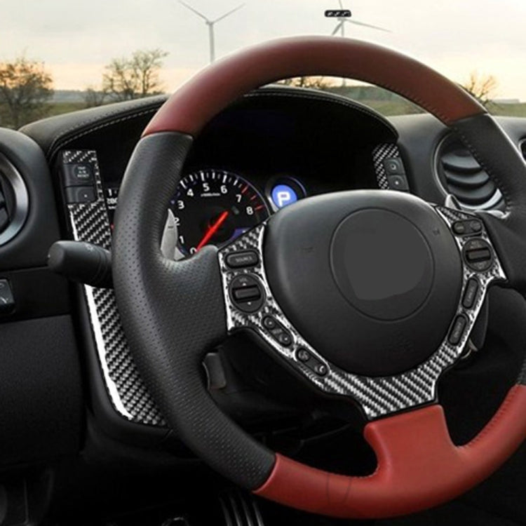 3 pezzi adesivo decorativo pulsanti volante cruscotto in fibra di carbonio per auto per Nissan GTR R35 2008-2016, guida sinistra e destra universale, Dashboard Steering Wheel Buttons
