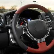 3 pezzi adesivo decorativo pulsanti volante cruscotto in fibra di carbonio per auto per Nissan GTR R35 2008-2016, guida sinistra e destra universale, Dashboard Steering Wheel Buttons