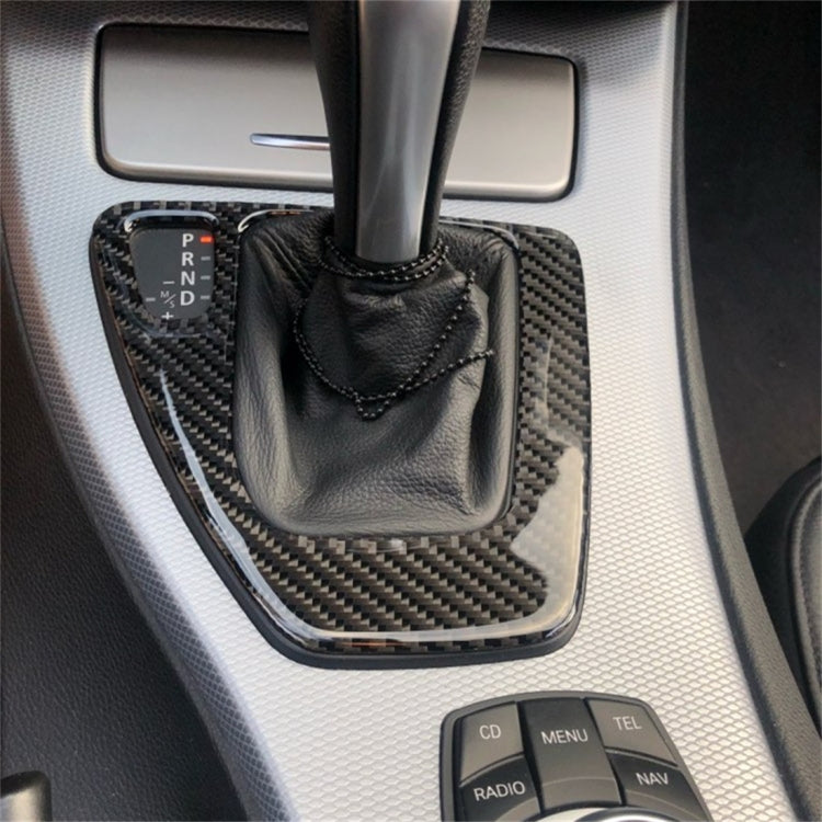 Adesivo decorativo per pannello ingranaggi guida sinistra per auto in fibra di carbonio per BMW E90 / E92 2005-2012, adatto per guida a sinistra, Left Driving Gear Panel