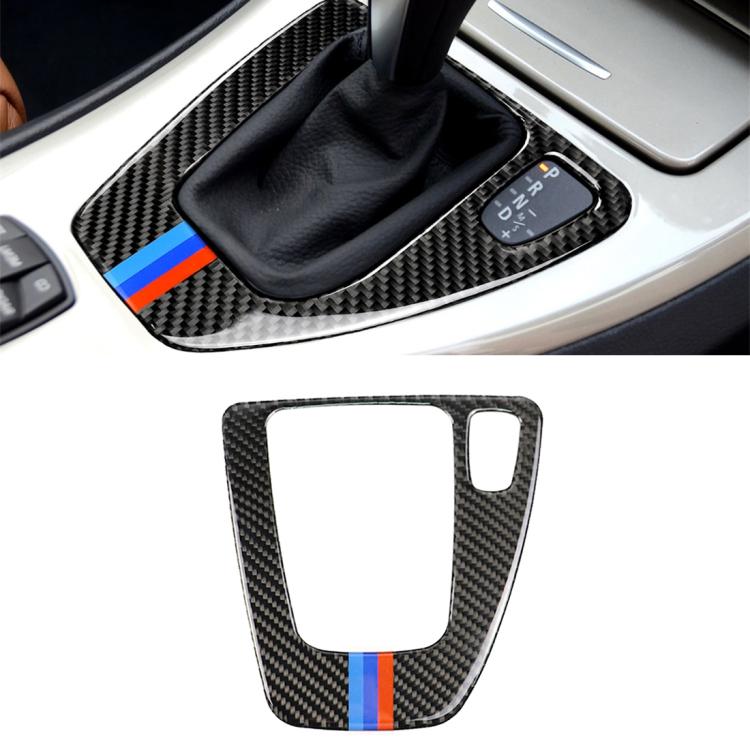 Adesivo decorativo per pannello ingranaggi guida destra per auto in fibra di carbonio a tre colori per BMW E90 / E92 2005-2012, Right Driving Gear Panel(Three Color)