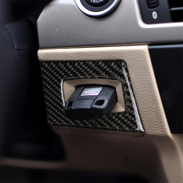 Adesivo decorativo per interruttore di accensione guida a sinistra in fibra di carbonio per BMW E90 / E92 2005-2012, Left Driving Ignition Switch