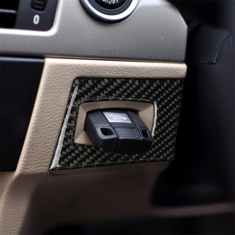 Adesivo decorativo per interruttore di accensione con guida a destra per auto in fibra di carbonio per BMW E90 / E92 2005-2012, Right Driving Ignition Switch