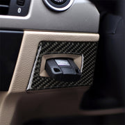 Adesivo decorativo per interruttore di accensione con guida a destra per auto in fibra di carbonio per BMW E90 / E92 2005-2012, Right Driving Ignition Switch
