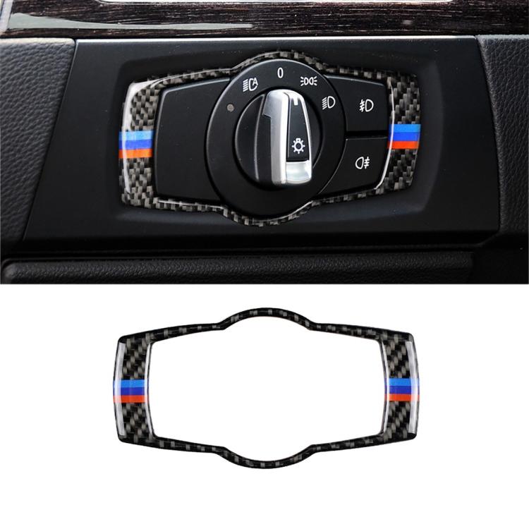 Adesivo decorativo per interruttore fari per auto in fibra di carbonio a tre colori per BMW E90 / E92 / E93 2005-2012, Headlight  Switch (Three Color)